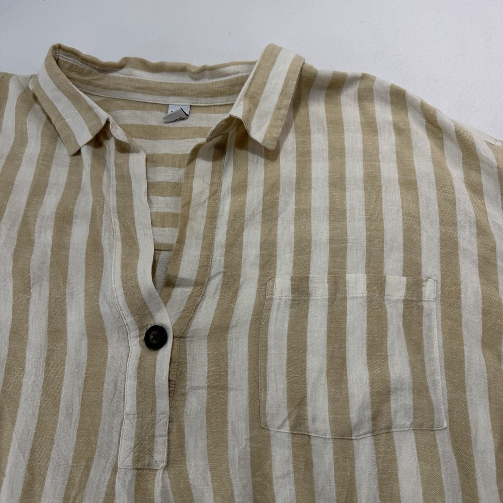 Old Navy XXL Women's Plus Linen Blend Top Summer Striped Oversized Beach